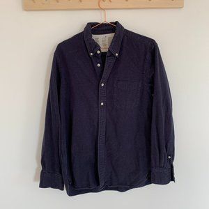 Muji Mens Flannel Button Down Navy